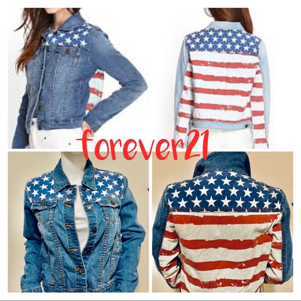 🇺🇸🇺🇸 FOREVER 21 Premium Denim USA Jacket🇺🇸🇺🇸